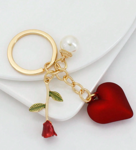 Heart & Rose Bag Charm