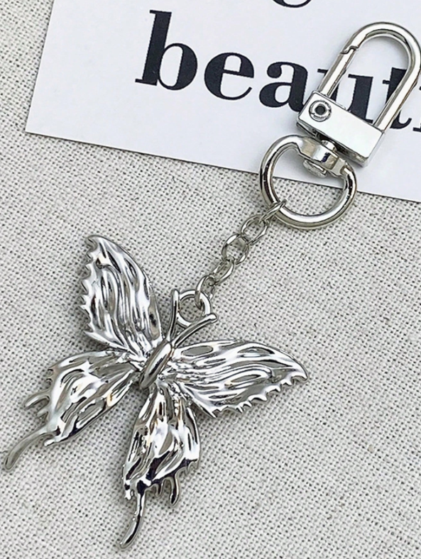 Silver Butterfly Bag Charm