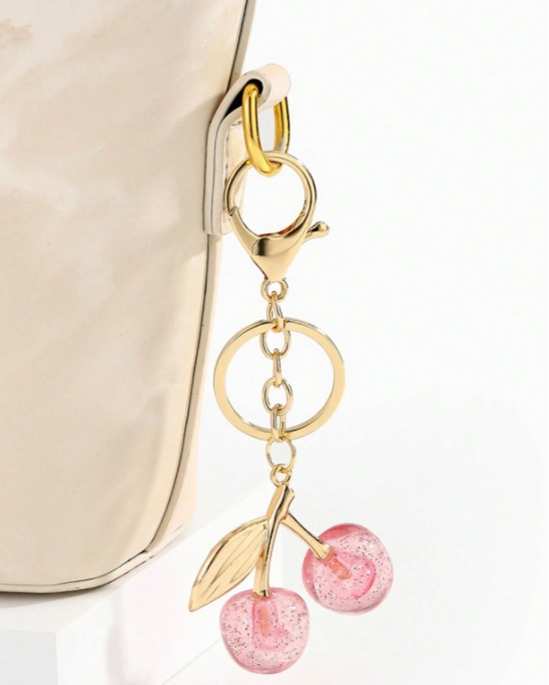 Pink Twin Cherry Bag Charm