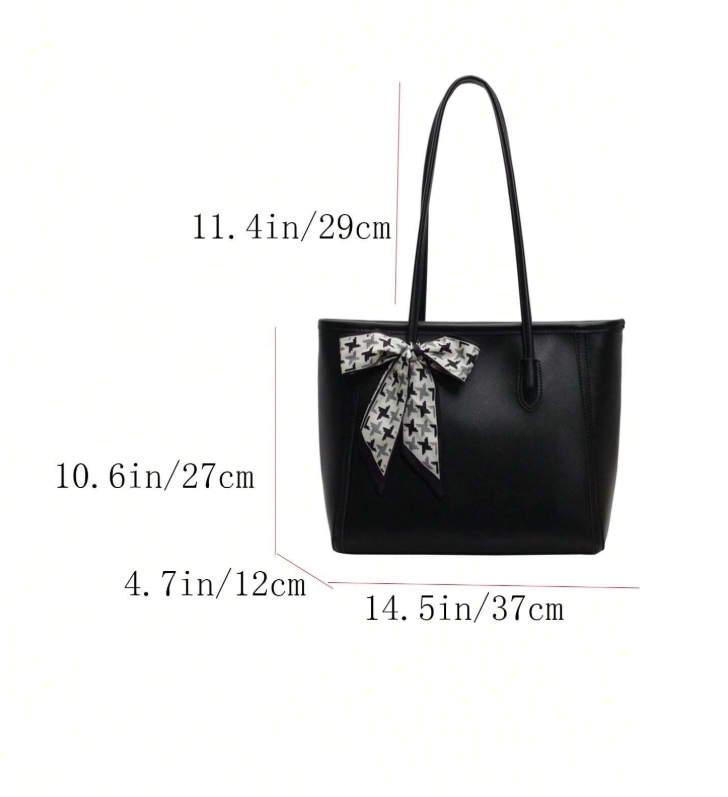 Vintage Tote with Scarf Tie - Black/Brown