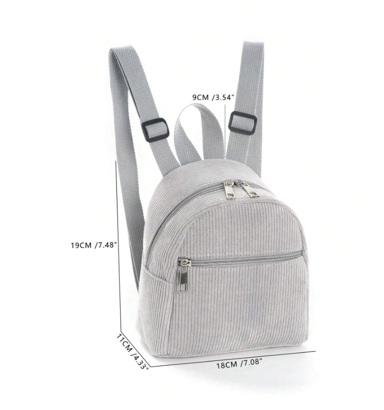 Mini Solid Colour Corduroy Kid's Backpack