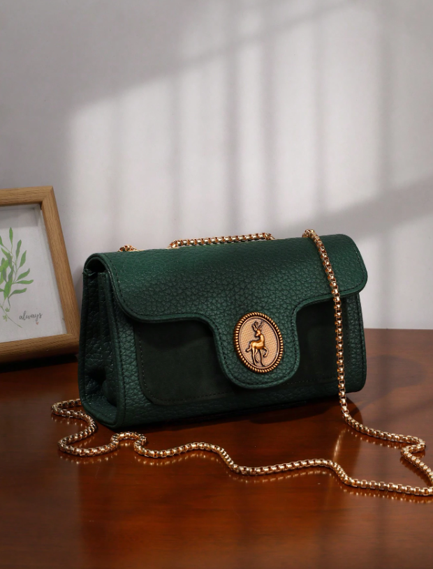 Vintage Chain Strap Bag - Brown/Green