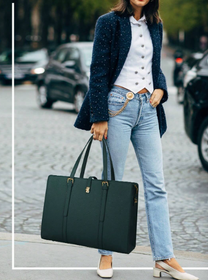 Ladies Laptop/Work Bag - Forest Green/Black