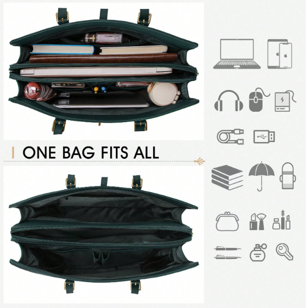 Ladies Laptop/Work Bag - Forest Green/Black