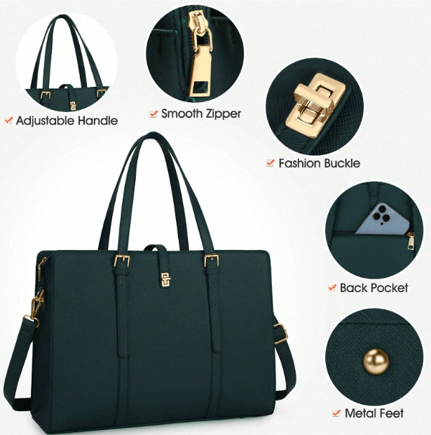 Ladies Laptop/Work Bag - Forest Green/Black