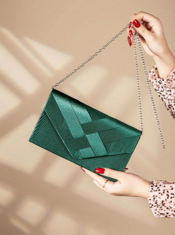 Envelope Clutch - Black/Green