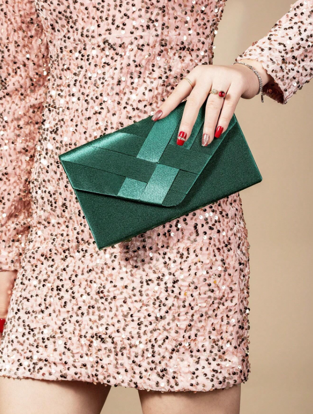 Envelope Clutch - Black/Green