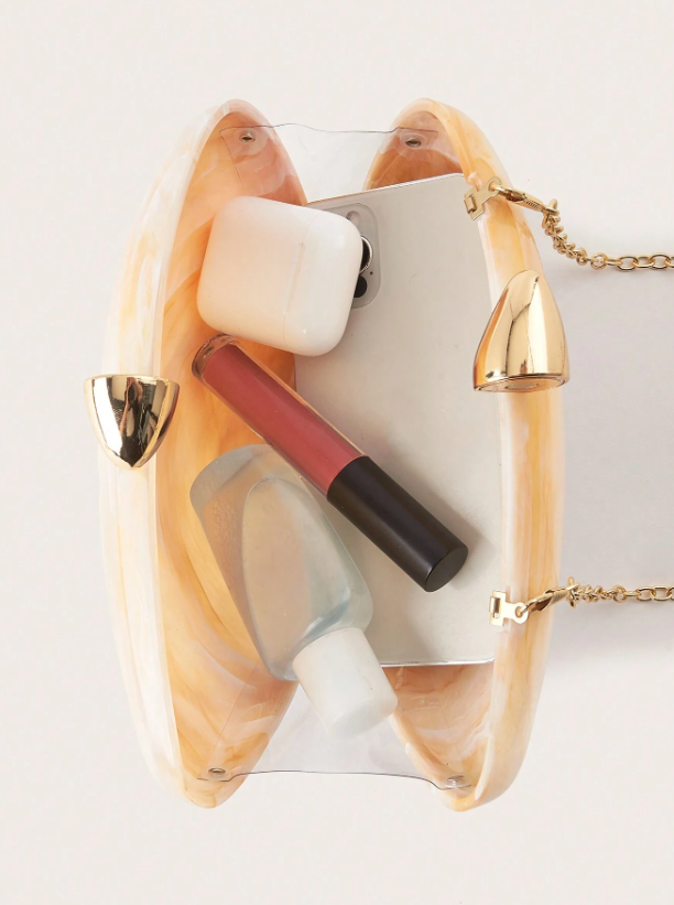 Exquisite Seashell Pearl Clutch/Crossbody - Brown/Seashell