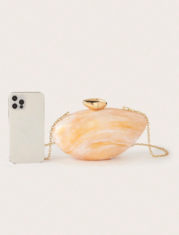 Exquisite Seashell Pearl Clutch/Crossbody - Brown/Seashell