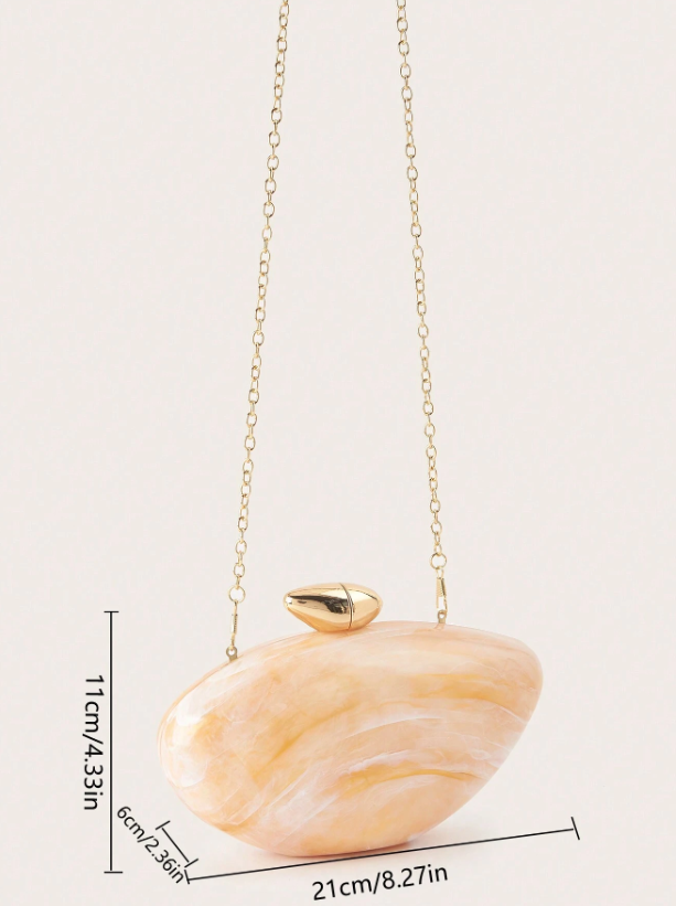 Exquisite Seashell Pearl Clutch/Crossbody - Brown/Seashell