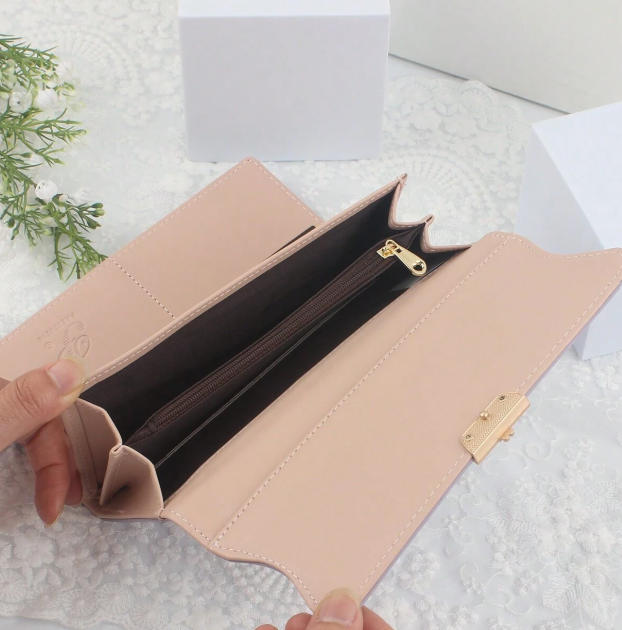 Elegant Design Clutch Purse - Stone/Mauve