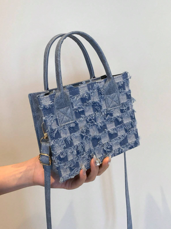 Denim Tassel Patch Crossbody