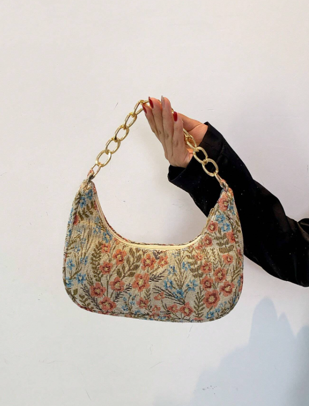 Floral Fabric Bag - Pink/Blue