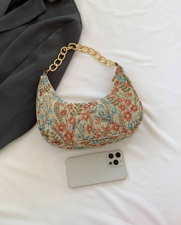 Floral Fabric Bag - Pink/Blue