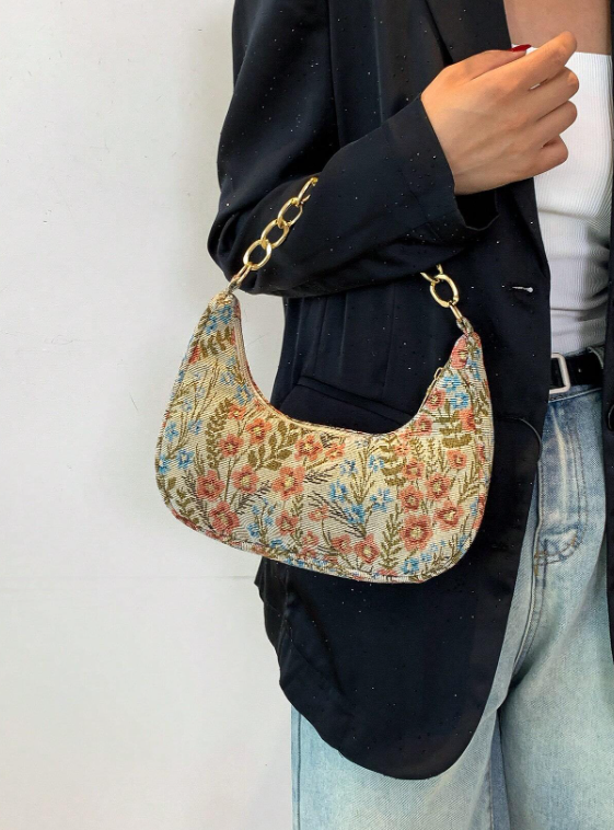 Floral Fabric Bag - Pink/Blue