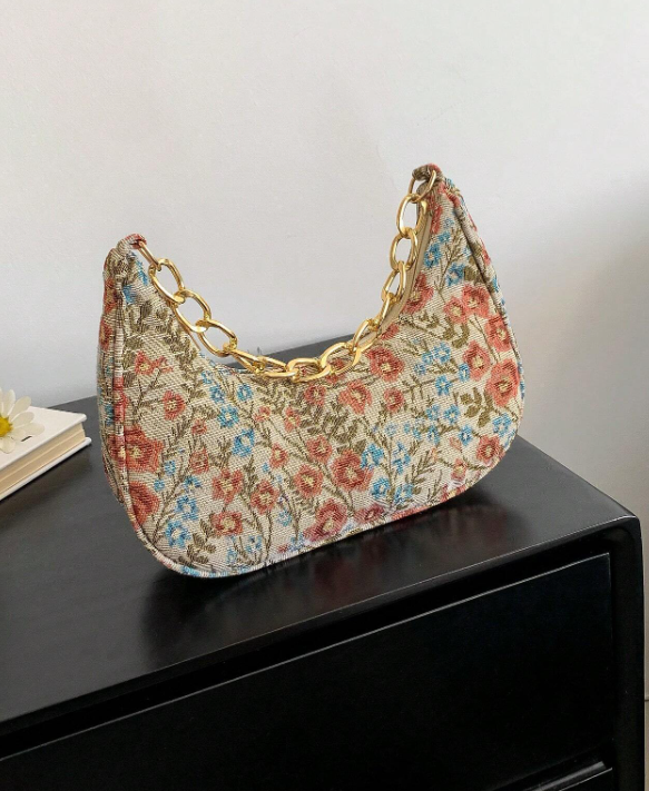 Floral Fabric Bag - Pink/Blue