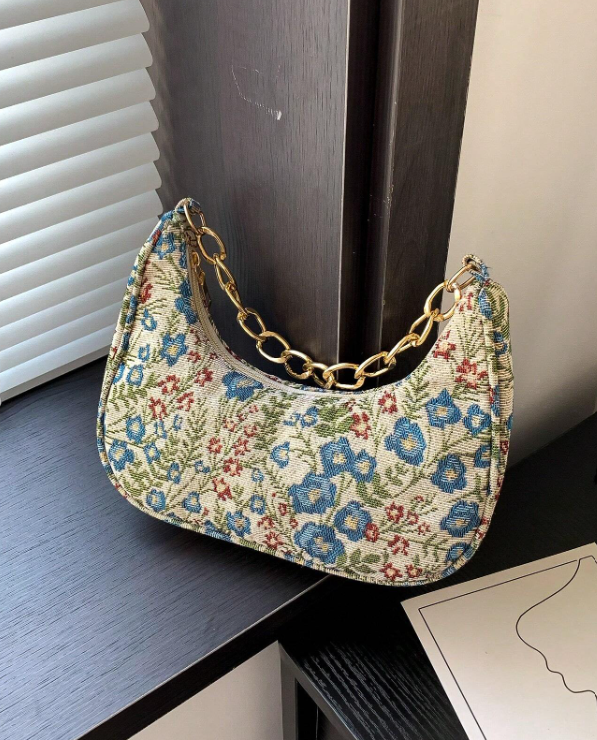Floral Fabric Bag - Pink/Blue