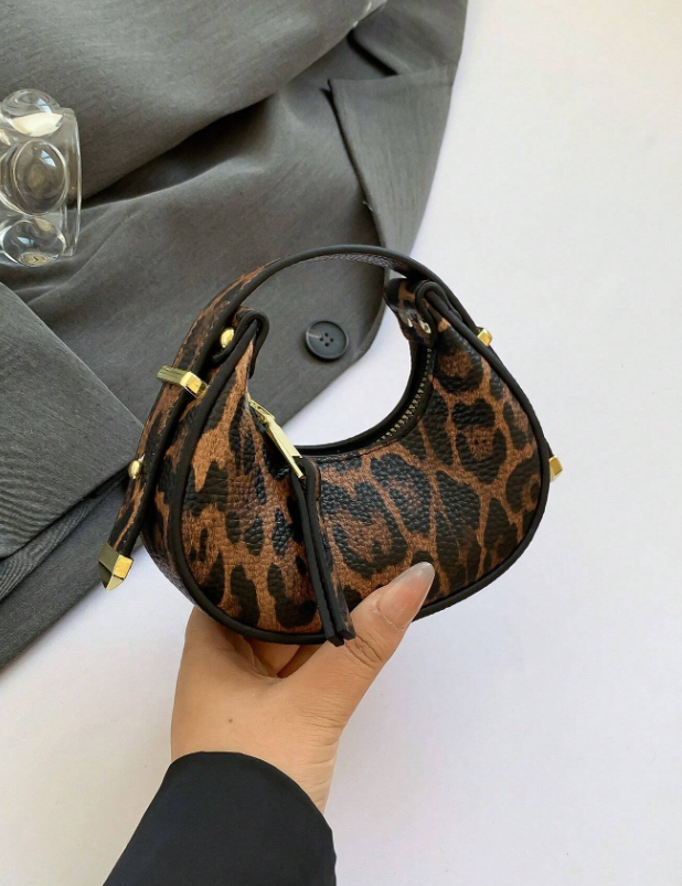 Mini Bougee Dumpling Handbag - Black/Animal Print