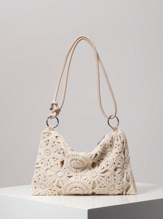 Floral Hollow Out Woven Bag