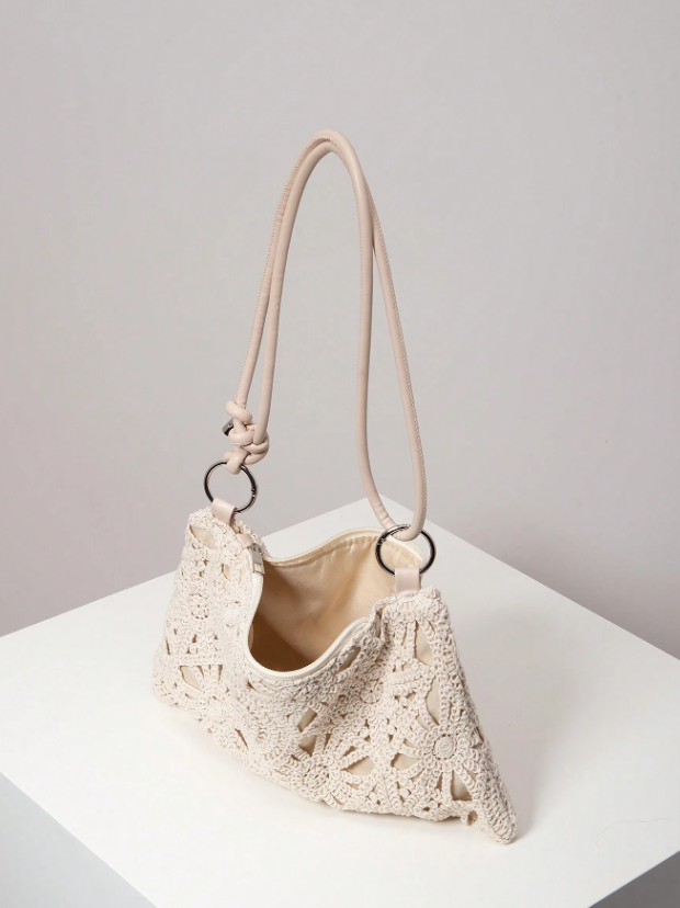 Floral Hollow Out Woven Bag