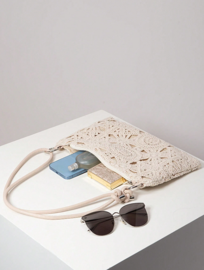 Floral Hollow Out Woven Bag