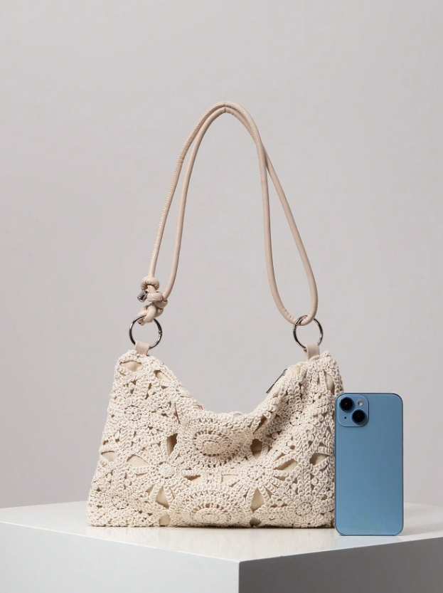 Floral Hollow Out Woven Bag