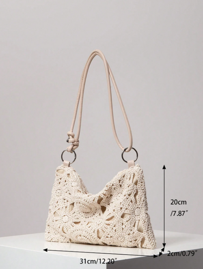 Floral Hollow Out Woven Bag