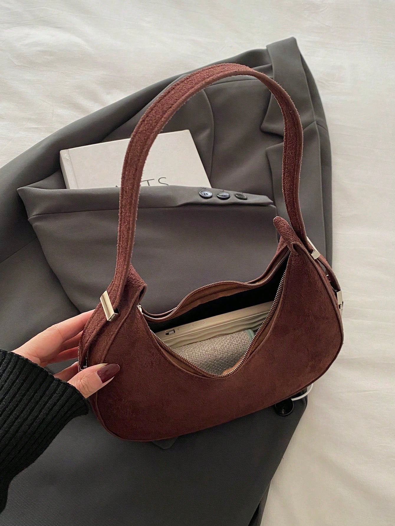 Suede Dumpling Bag