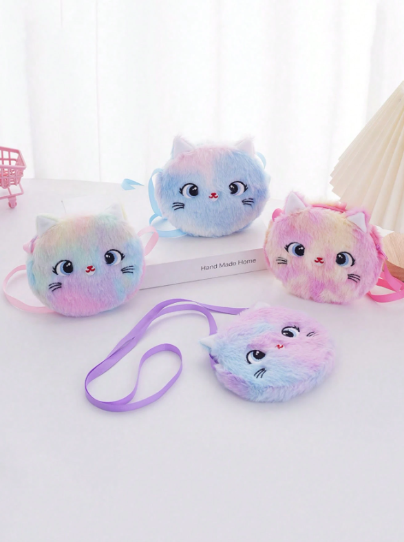 Cute Cat Children Crossbody Bag - Purple