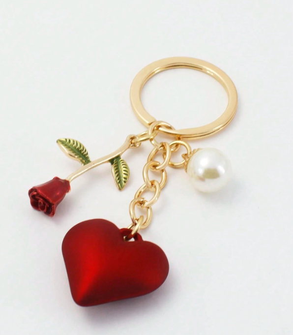 Heart & Rose Bag Charm