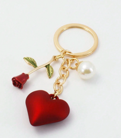 Heart & Rose Bag Charm