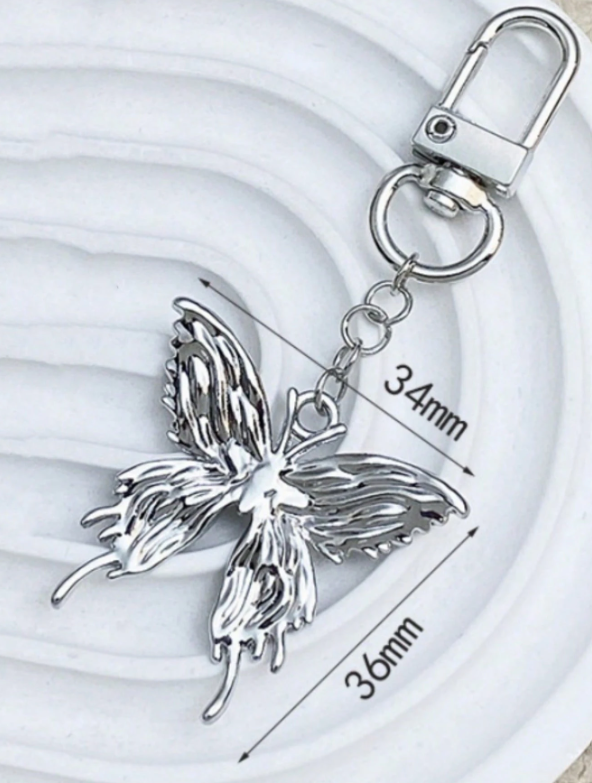 Silver Butterfly Bag Charm