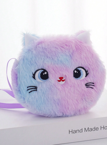 Cute Cat Children Crossbody Bag - Purple