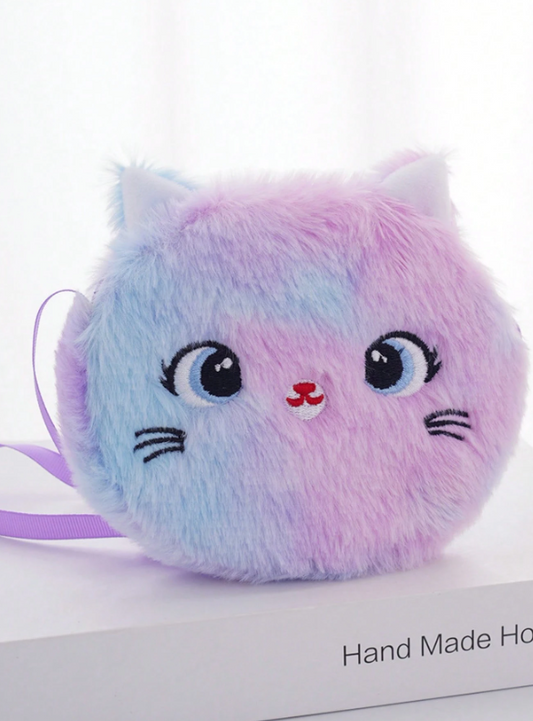 Cute Cat Children Crossbody Bag - Purple