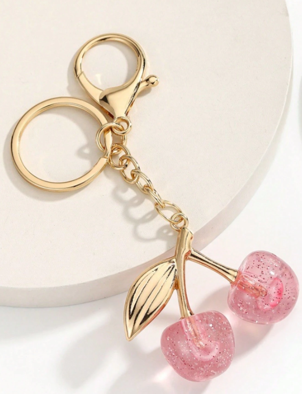 Pink Twin Cherry Bag Charm
