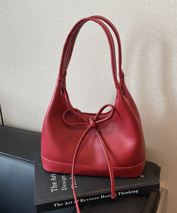 Burgundy Bow Underarm Bag