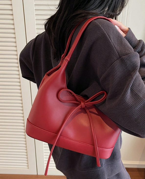 Burgundy Bow Underarm Bag
