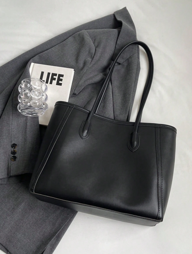 Vintage Tote with Scarf Tie - Black/Brown