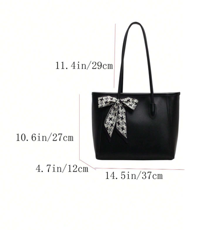 Vintage Tote with Scarf Tie - Black/Brown