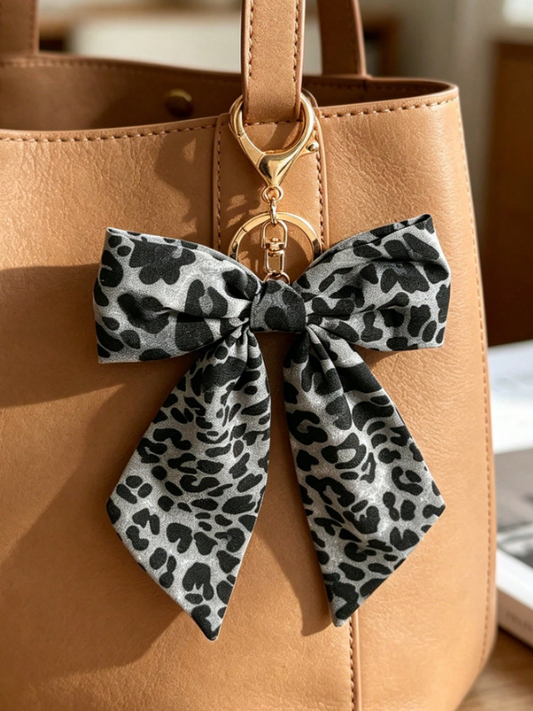 Bow Bag Charm - Grey