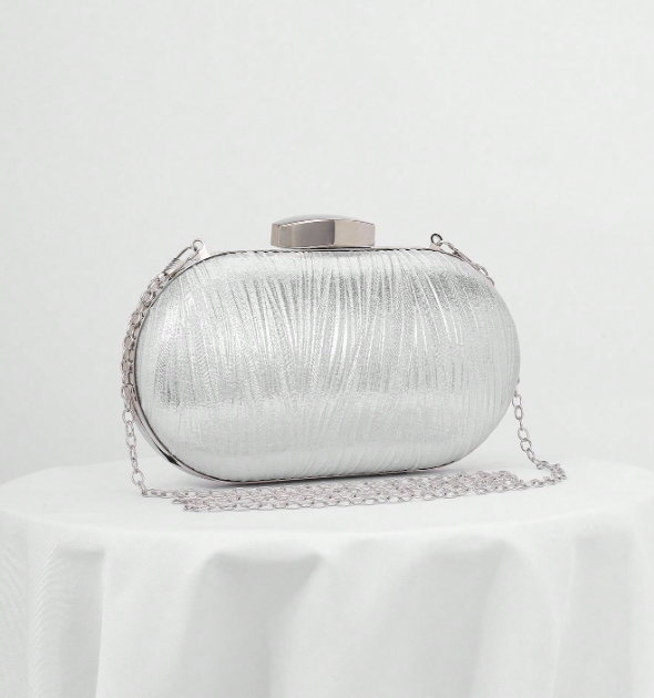 Leaf Pattern Pleated Clutch/Crossbody