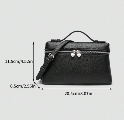 Solid Color Litchi Texture Crossbody - Black/Brown