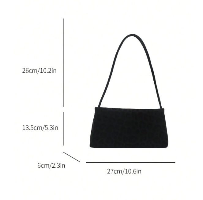 Leopard Print Underarm Bag - Black/Brown