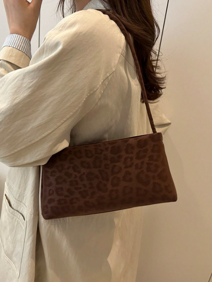 Leopard Print Underarm Bag - Black/Brown