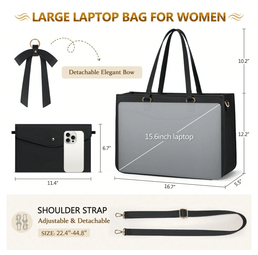 Laptop Bow Tote w/ Pouch