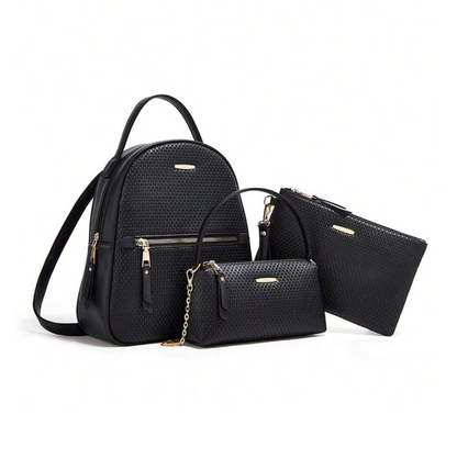 3Pc Set Backpack/wallet/handbag - Black