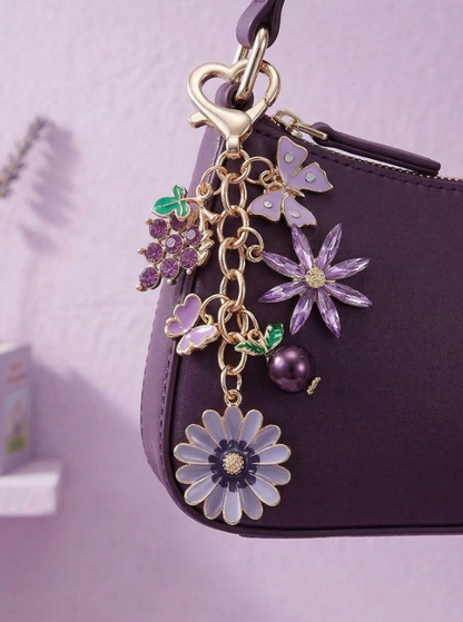 Grape And Butterfly Bag Charm