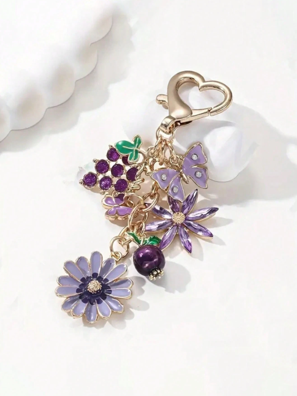 Grape And Butterfly Bag Charm