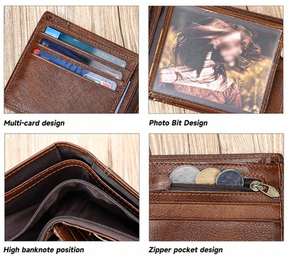 Men's Genuine Leather Wallet - Black/Brown