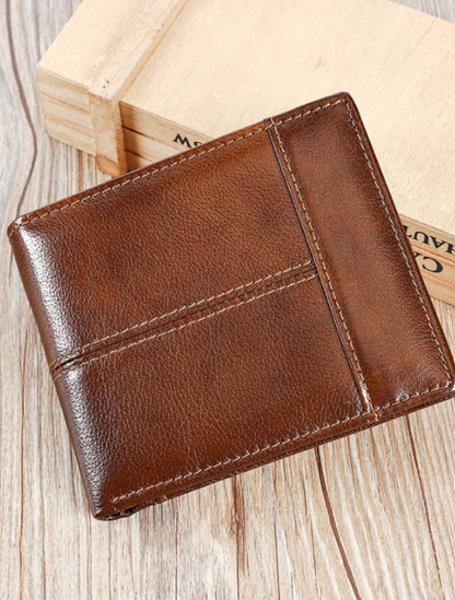 Men's Genuine Leather Wallet - Black/Brown